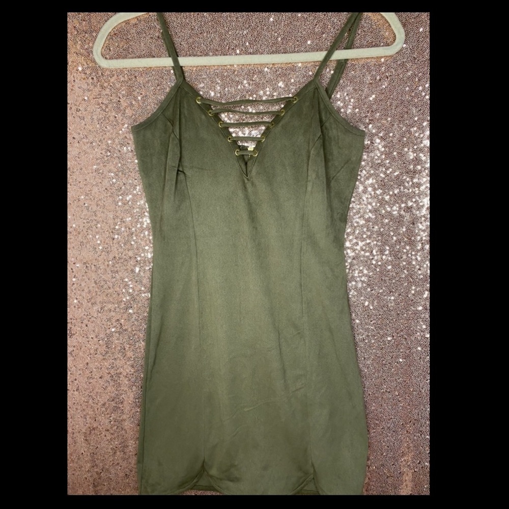 GUESS Olive green suede dress worn ONCE
